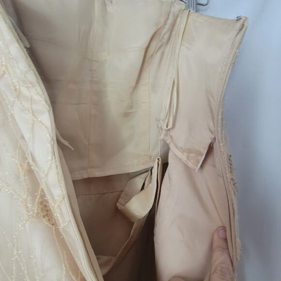 Creative Creations- Women's Beige Strapless Formal Gown- embroidered- size 6 - Picture 6 of 10